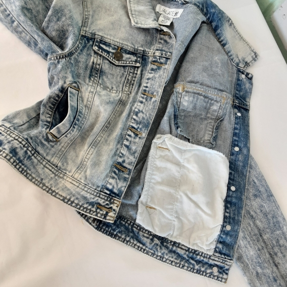 Jalate 🌞0113 Vintage Jeans Jacket Women's Acid Wash Denim Sz M Preowned Button - Picture 8 of 9